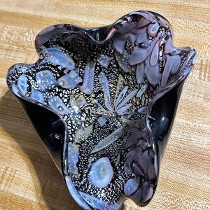 Murano Vintage Black Tutti Frutti Glass Bowl